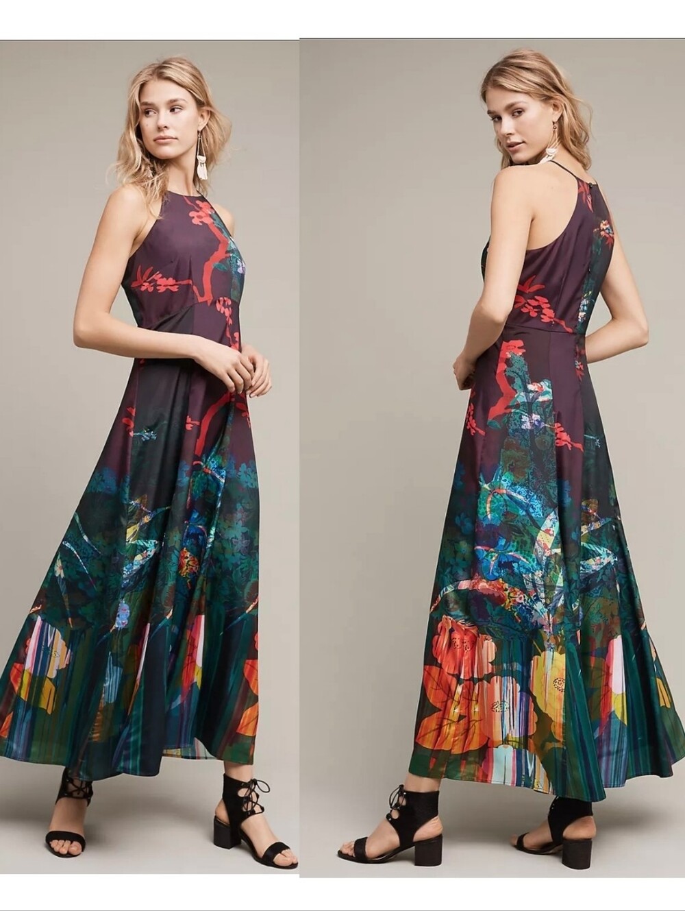Anthropologie Maxi Dress Watercolor Floral Like New